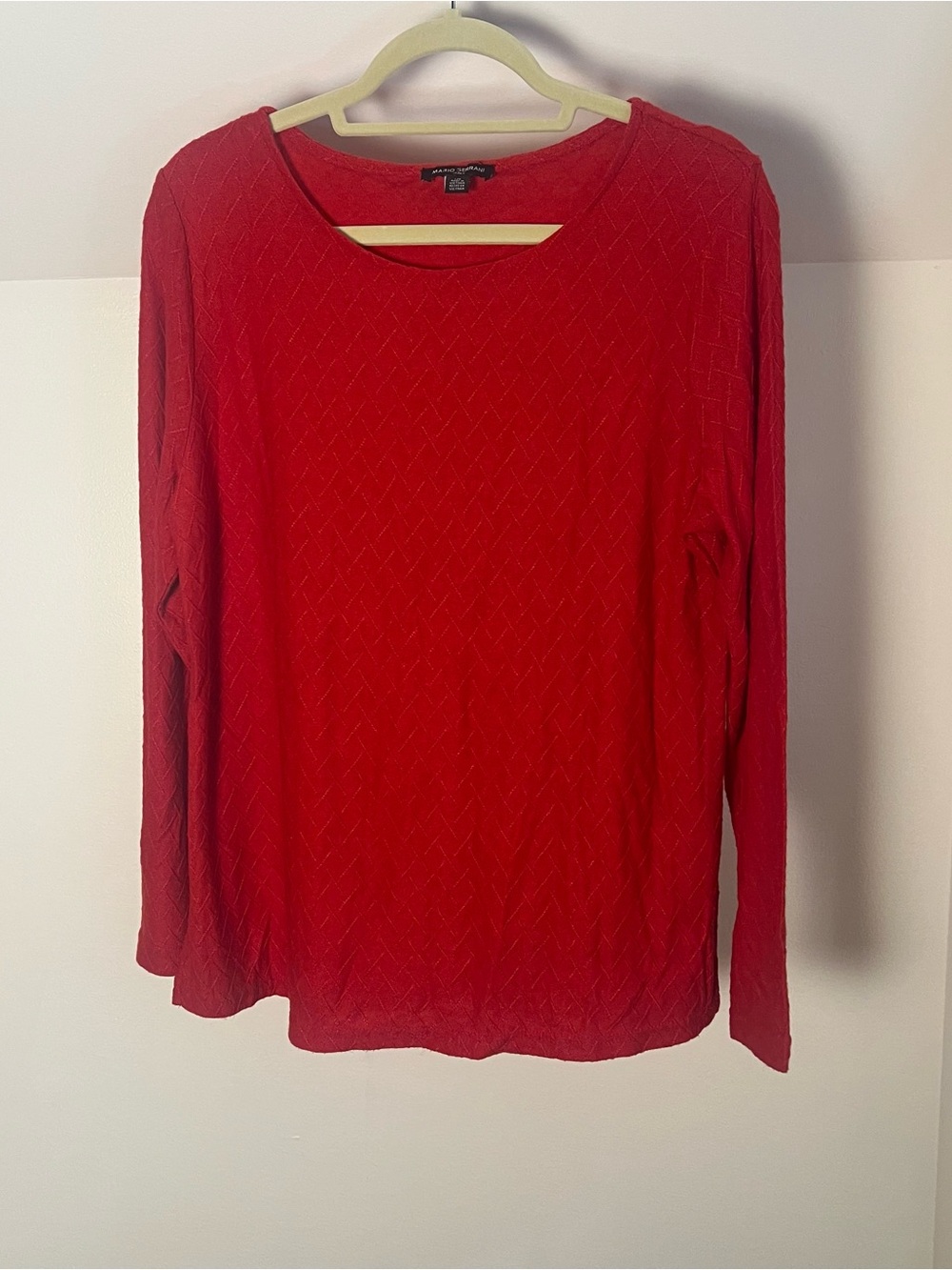 Mario Serrani Bright Red Textured Crewneck Sweater